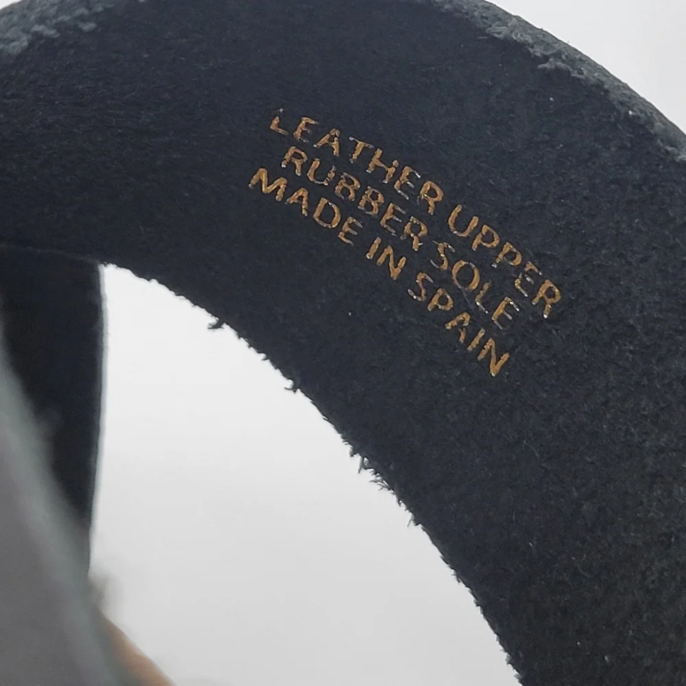 Maypol Anthropologie Black Leather Wedge Espadrille Sandals 7.5 NEW